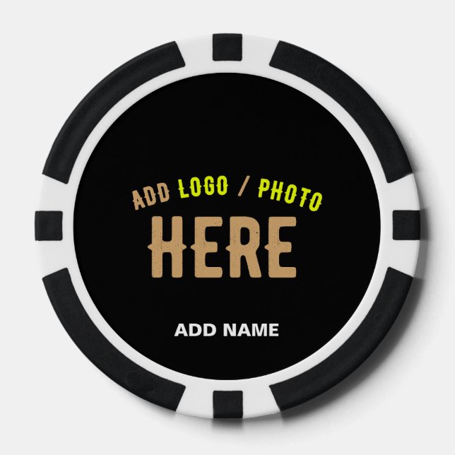 STYLISH MODERN CUSTOMIZABLE BLACK VERIFIED BRANDED POKER CHIPS (Front)