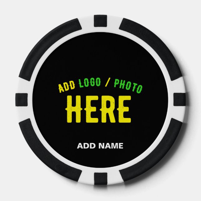 STYLISH MODERN CUSTOMIZABLE BLACK VERIFIED BRANDED POKER CHIPS (Front)
