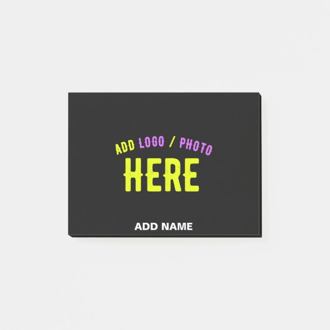 STYLISH MODERN CUSTOMIZABLE BLACK VERIFIED BRANDED POST-IT NOTES (Front)