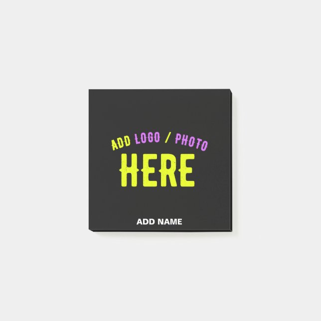 STYLISH MODERN CUSTOMIZABLE BLACK VERIFIED BRANDED POST-IT NOTES (Front)