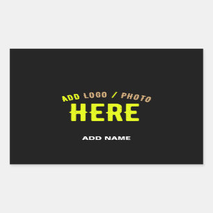 STYLISH MODERN CUSTOMIZABLE BLACK VERIFIED BRANDED RECTANGULAR STICKER