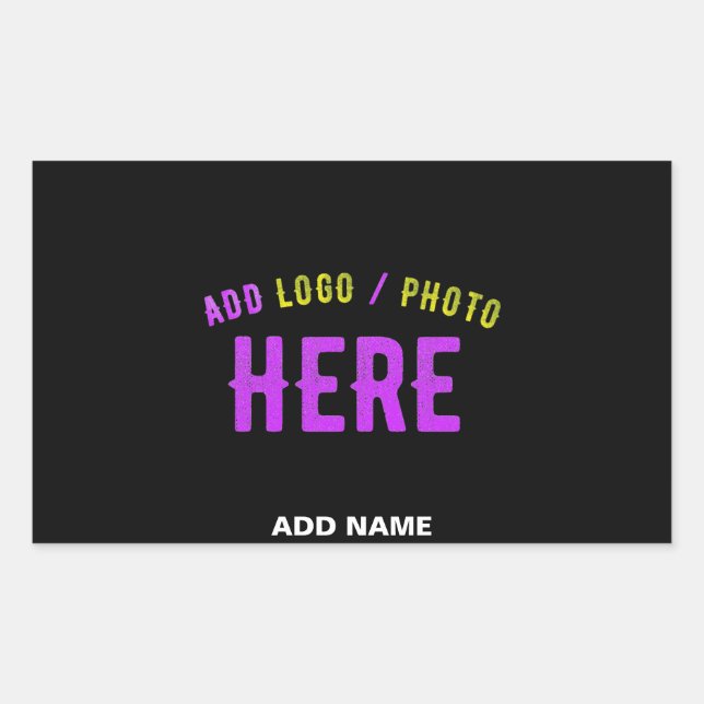 STYLISH MODERN CUSTOMIZABLE BLACK VERIFIED BRANDED RECTANGULAR STICKER (Front)