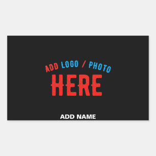 STYLISH MODERN CUSTOMIZABLE BLACK VERIFIED BRANDED RECTANGULAR STICKER