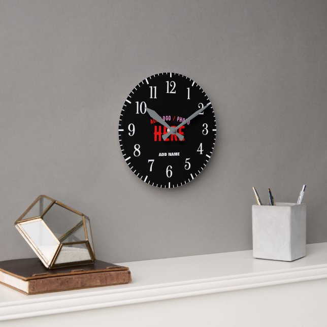 STYLISH MODERN CUSTOMIZABLE BLACK VERIFIED BRANDED ROUND CLOCK (Office)