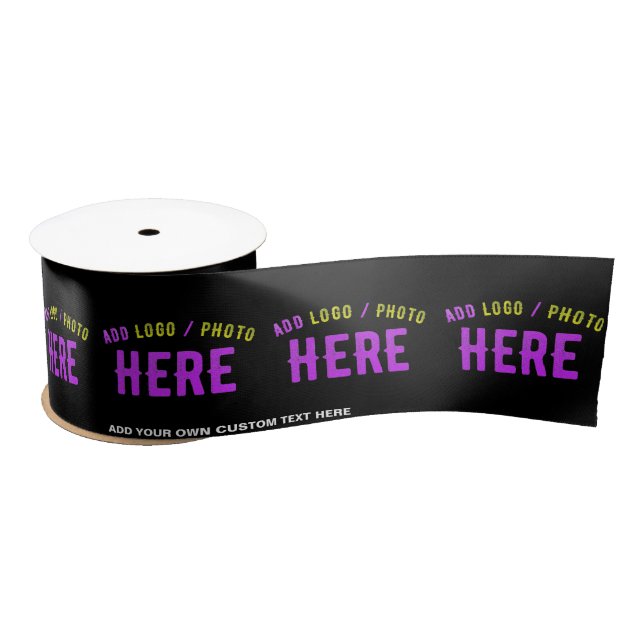 STYLISH MODERN CUSTOMIZABLE BLACK VERIFIED BRANDED SATIN RIBBON (Spool)