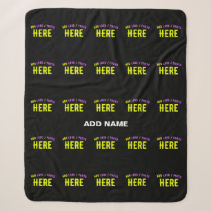 STYLISH MODERN CUSTOMIZABLE BLACK VERIFIED BRANDED SHERPA BLANKET
