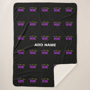 STYLISH MODERN CUSTOMIZABLE BLACK VERIFIED BRANDED SHERPA BLANKET