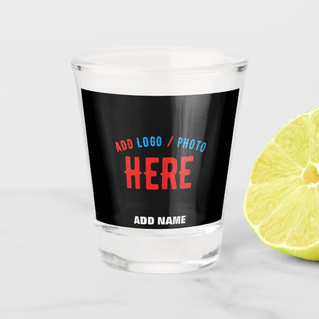STYLISH MODERN CUSTOMIZABLE BLACK VERIFIED BRANDED SHOT GLASS (Front)