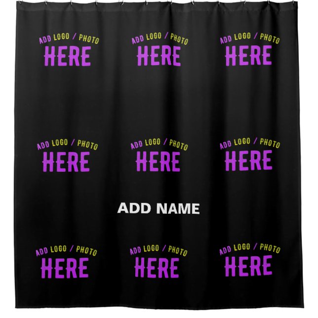 STYLISH MODERN CUSTOMIZABLE BLACK VERIFIED BRANDED SHOWER CURTAIN (Front)