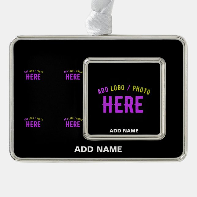 STYLISH MODERN CUSTOMIZABLE BLACK VERIFIED BRANDED SILVER PLATED FRAMED ORNAMENT (Front)