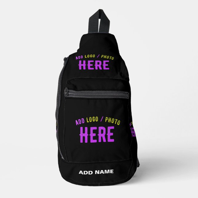 STYLISH MODERN CUSTOMIZABLE BLACK VERIFIED BRANDED SLING BAG (Front)