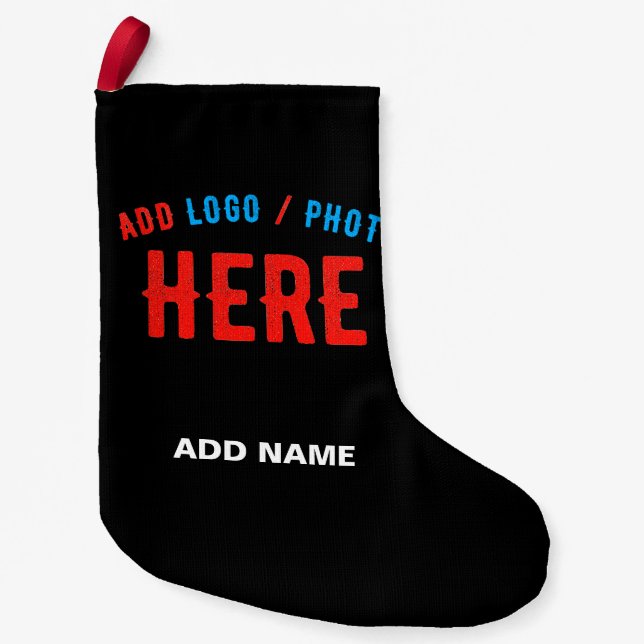 STYLISH MODERN CUSTOMIZABLE BLACK VERIFIED BRANDED SMALL CHRISTMAS STOCKING (Front)