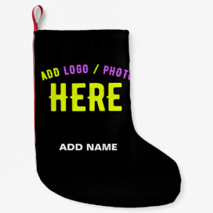 STYLISH MODERN CUSTOMIZABLE BLACK VERIFIED BRANDED SMALL CHRISTMAS STOCKING