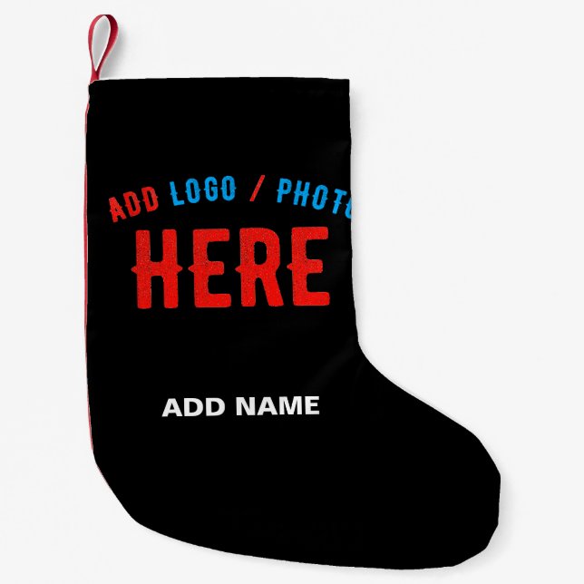 STYLISH MODERN CUSTOMIZABLE BLACK VERIFIED BRANDED SMALL CHRISTMAS STOCKING (Front)