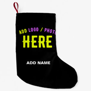 STYLISH MODERN CUSTOMIZABLE BLACK VERIFIED BRANDED SMALL CHRISTMAS STOCKING
