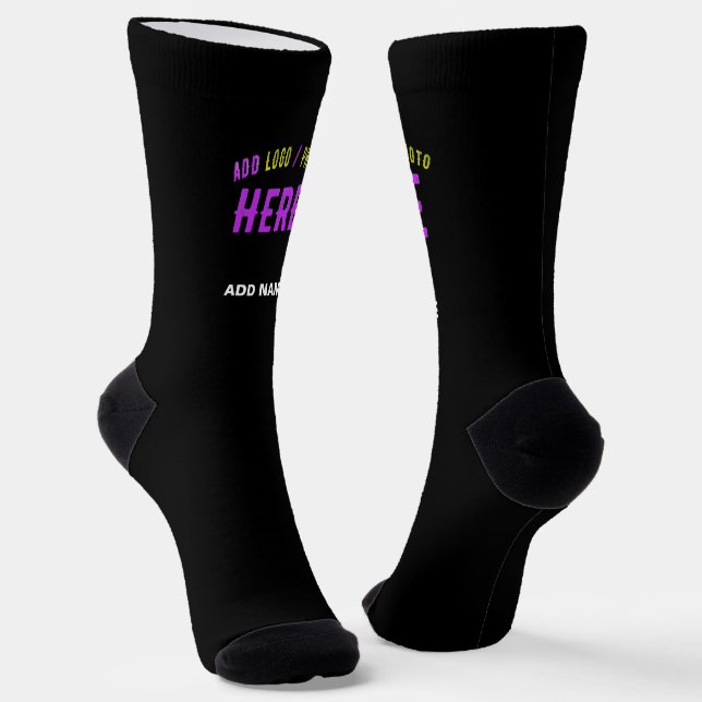 STYLISH MODERN CUSTOMIZABLE BLACK VERIFIED BRANDED SOCKS (Angled)