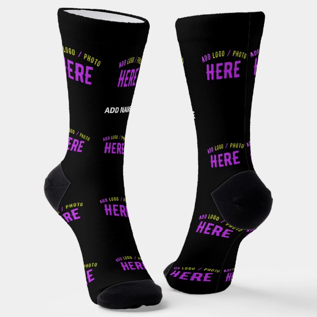 STYLISH MODERN CUSTOMIZABLE BLACK VERIFIED BRANDED SOCKS (Angled)