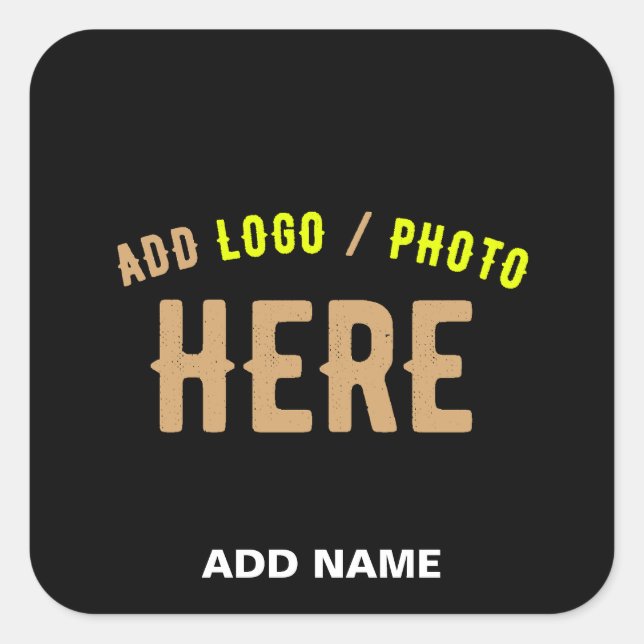 STYLISH MODERN CUSTOMIZABLE BLACK VERIFIED BRANDED SQUARE STICKER (Front)