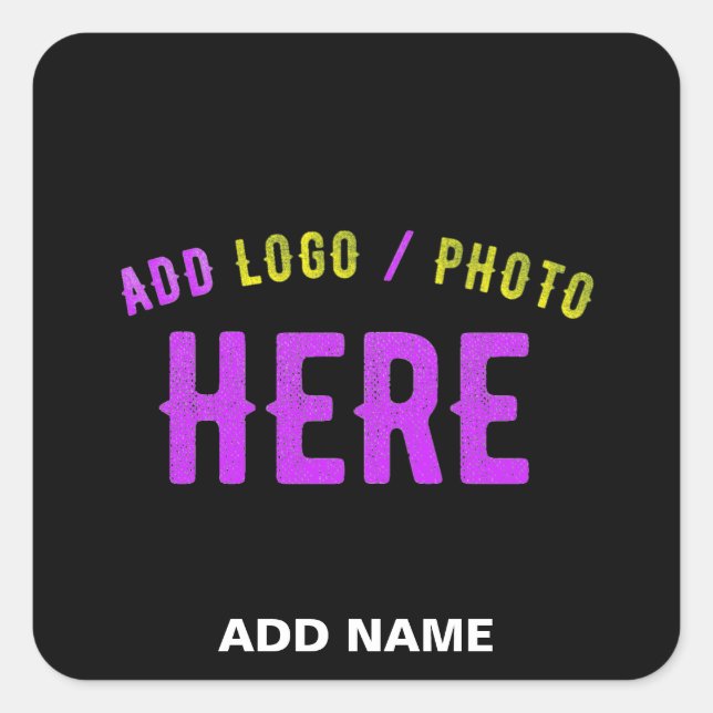 STYLISH MODERN CUSTOMIZABLE BLACK VERIFIED BRANDED SQUARE STICKER (Front)