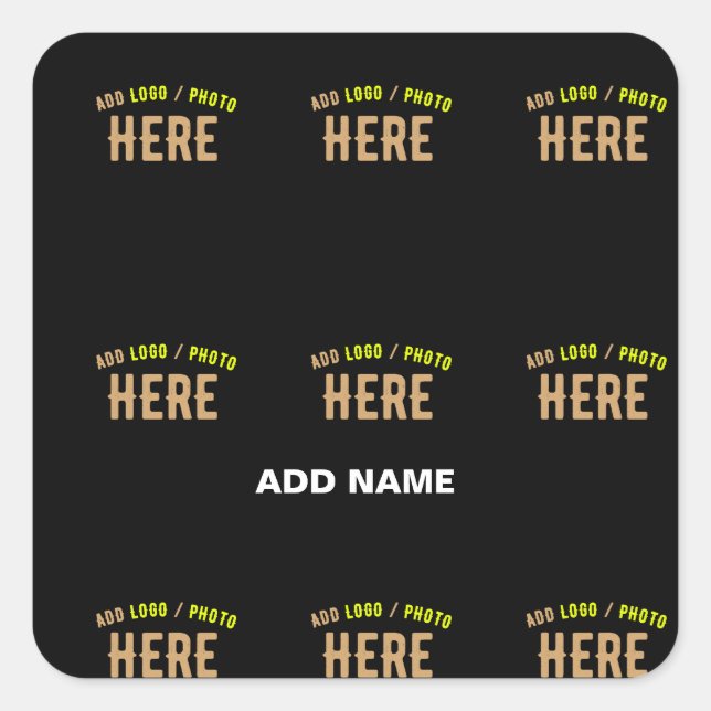 STYLISH MODERN CUSTOMIZABLE BLACK VERIFIED BRANDED SQUARE STICKER (Front)