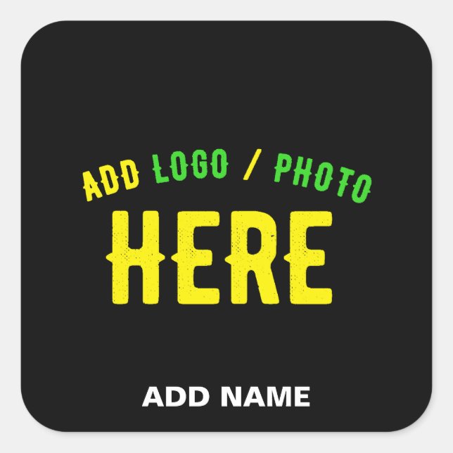 STYLISH MODERN CUSTOMIZABLE BLACK VERIFIED BRANDED SQUARE STICKER (Front)