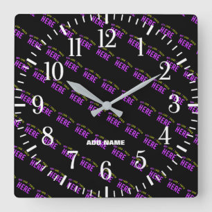 STYLISH MODERN CUSTOMIZABLE BLACK VERIFIED BRANDED SQUARE WALL CLOCK