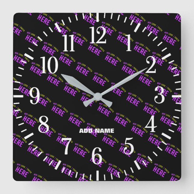 STYLISH MODERN CUSTOMIZABLE BLACK VERIFIED BRANDED SQUARE WALL CLOCK (Front)