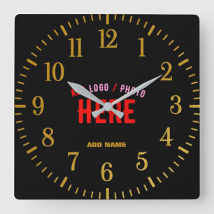 STYLISH MODERN CUSTOMIZABLE BLACK VERIFIED BRANDED SQUARE WALL CLOCK