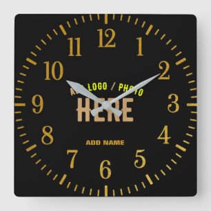 STYLISH MODERN CUSTOMIZABLE BLACK VERIFIED BRANDED SQUARE WALL CLOCK