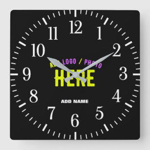 STYLISH MODERN CUSTOMIZABLE BLACK VERIFIED BRANDED SQUARE WALL CLOCK
