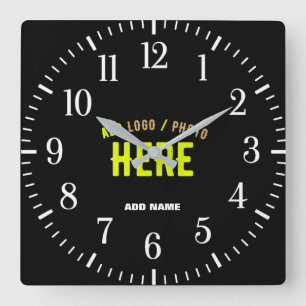 STYLISH MODERN CUSTOMIZABLE BLACK VERIFIED BRANDED SQUARE WALL CLOCK