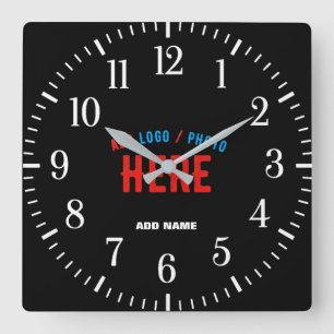 STYLISH MODERN CUSTOMIZABLE BLACK VERIFIED BRANDED SQUARE WALL CLOCK
