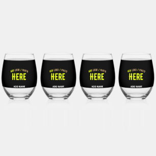 STYLISH MODERN CUSTOMIZABLE BLACK VERIFIED BRANDED STEMLESS WINE GLASS