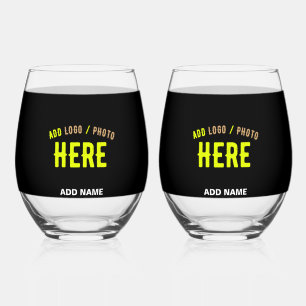 STYLISH MODERN CUSTOMIZABLE BLACK VERIFIED BRANDED STEMLESS WINE GLASS