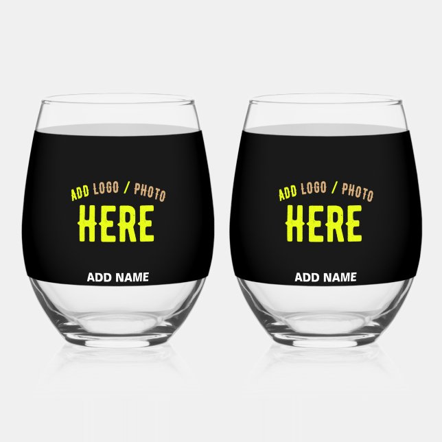 STYLISH MODERN CUSTOMIZABLE BLACK VERIFIED BRANDED STEMLESS WINE GLASS (Front)