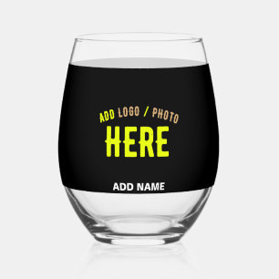 STYLISH MODERN CUSTOMIZABLE BLACK VERIFIED BRANDED STEMLESS WINE GLASS