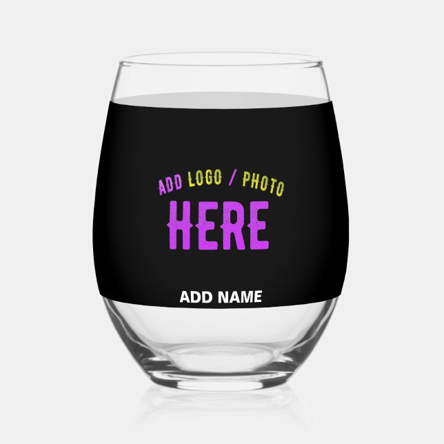 STYLISH MODERN CUSTOMIZABLE BLACK VERIFIED BRANDED STEMLESS WINE GLASS (Front)