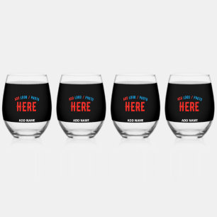 STYLISH MODERN CUSTOMIZABLE BLACK VERIFIED BRANDED STEMLESS WINE GLASS