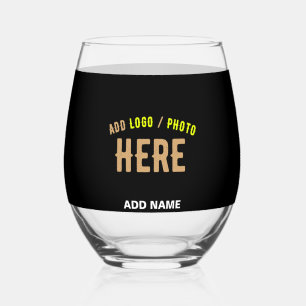 STYLISH MODERN CUSTOMIZABLE BLACK VERIFIED BRANDED STEMLESS WINE GLASS