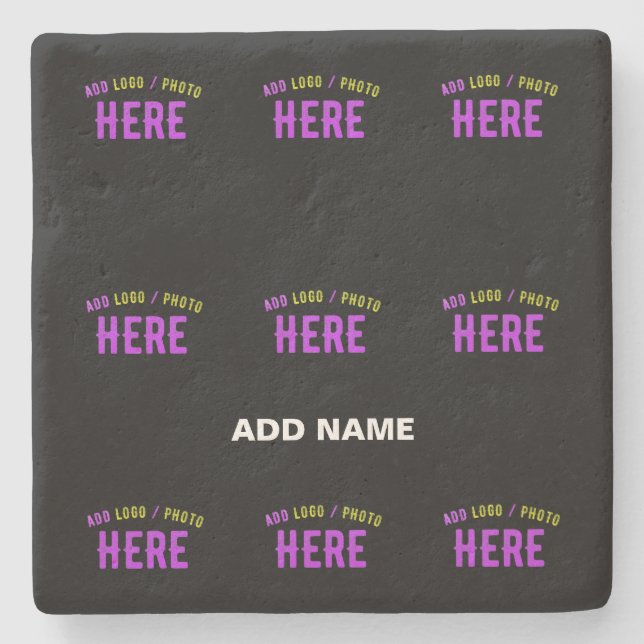STYLISH MODERN CUSTOMIZABLE BLACK VERIFIED BRANDED STONE COASTER (Front)