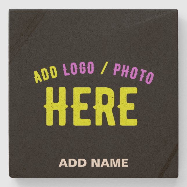 STYLISH MODERN CUSTOMIZABLE BLACK VERIFIED BRANDED STONE COASTER (Front)