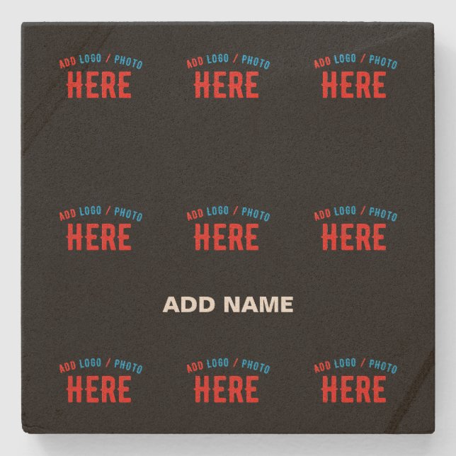 STYLISH MODERN CUSTOMIZABLE BLACK VERIFIED BRANDED STONE COASTER (Front)