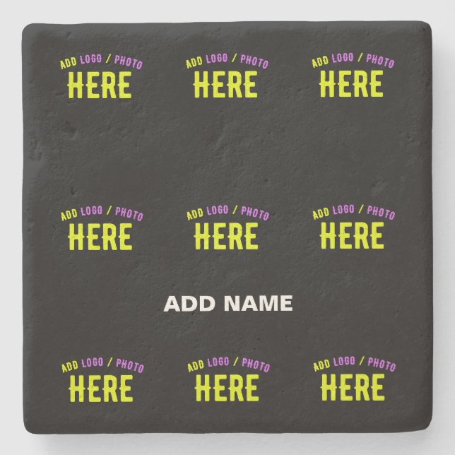 STYLISH MODERN CUSTOMIZABLE BLACK VERIFIED BRANDED STONE COASTER (Front)