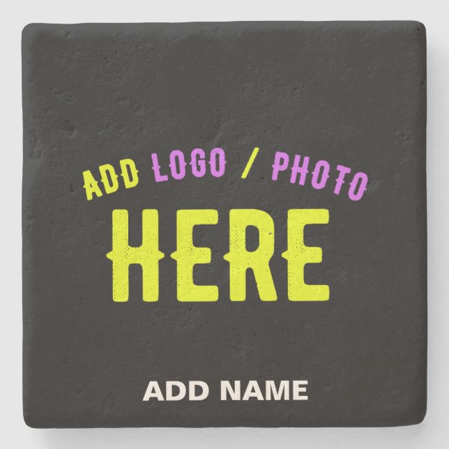 STYLISH MODERN CUSTOMIZABLE BLACK VERIFIED BRANDED STONE COASTER (Front)