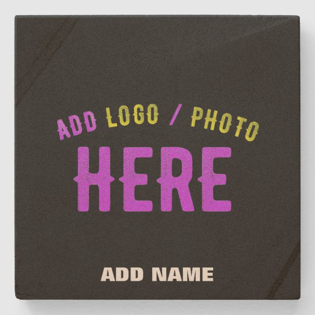 STYLISH MODERN CUSTOMIZABLE BLACK VERIFIED BRANDED STONE COASTER (Front)