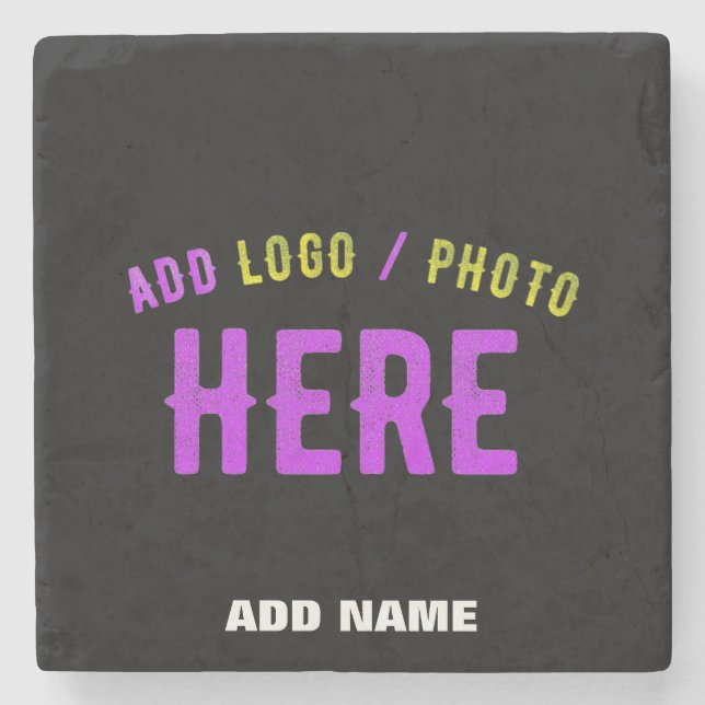 STYLISH MODERN CUSTOMIZABLE BLACK VERIFIED BRANDED STONE COASTER (Front)