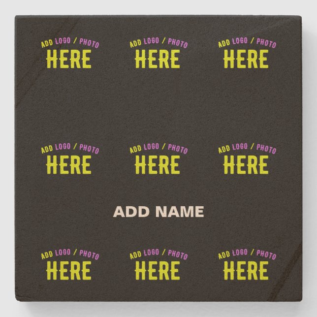 STYLISH MODERN CUSTOMIZABLE BLACK VERIFIED BRANDED STONE COASTER (Front)