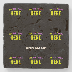 STYLISH MODERN CUSTOMIZABLE BLACK VERIFIED BRANDED STONE COASTER