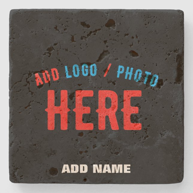 STYLISH MODERN CUSTOMIZABLE BLACK VERIFIED BRANDED STONE COASTER (Front)