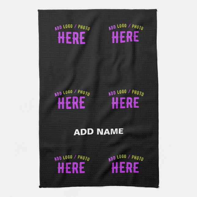 STYLISH MODERN CUSTOMIZABLE BLACK VERIFIED BRANDED TEA TOWEL (Vertical)